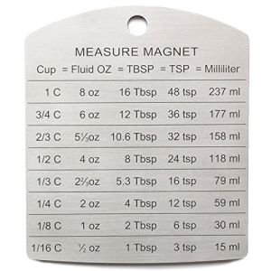 Stainless Steel Refrigerator Magnet Kitchen Conversion Chart - Cups,  Tablespoons, Teaspoons, Fluid Oz, Milliliters - Magnetic Kitchen Measurement  Conversion Chart 