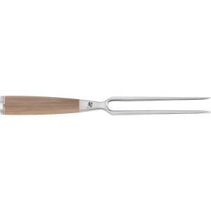 image shows Shun Premier Blonde 6.5" Carving Fork against a blank, white background