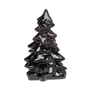 image shows Mosser Glass Holiday Collection 8" Tree Figurine | Black Raspberry against a blank, white background