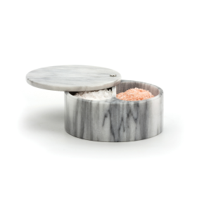 RSVP Salt Box with Swivel Top - White Marble (SBX-W) lifestyle