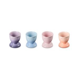 Le Creuset Petal Collection 4-Piece Egg Cup Set (Pastel Multicolor) against a white background