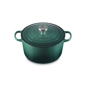 Le Creuset Signature 6.5 Qt. Enameled Cast Iron Deep Round Dutch Oven in Artichaut against a white background - side above