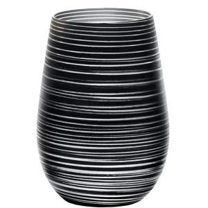 Stolzle 15.75oz Twister Glass Tumblers - Set of 6 | Black & Silver