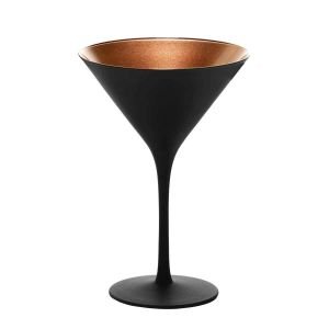 Stolzle 8oz Olympia Crystal Martini Glasses - Set of 2 | Black & Bronze