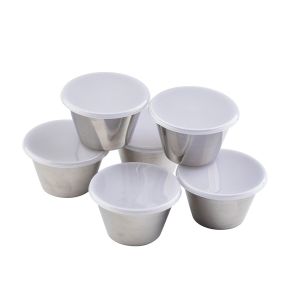 stainless steel cups & lids against a white background 