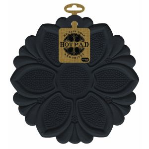 Talisman Designs Silicone Pot Holder/Trivet/Multi-Tool - Black Flower