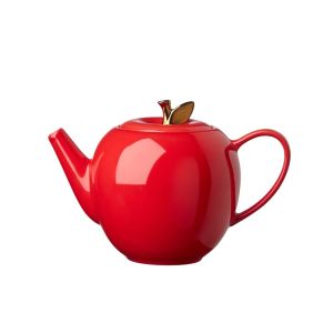 image shows Kate Spade Make It Pop Apple Teapot | Red against a blank, white background