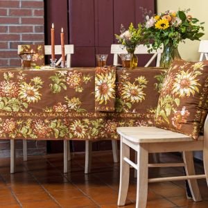 April Cornell 60" x 90" Dahlia Days Dining Tablecloth | Café with other Dahlia Days accessories upon a table