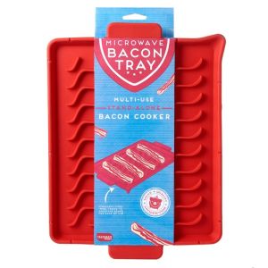 image shows Talisman Designs Microwave Bacon Tray against a blank, white background still in the package 