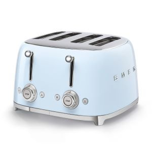SMEG 4-Slot Toaster (Pastel Blue) shown from front side