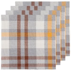 Now Designs Second Spin Recycled Collection 20" x 20" Napkins (Set of 4) | Maize Plaid