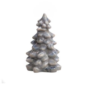 image shows Mosser Glass Holiday Collection 5.5" Tree Figurine | Marble  against a blank, white background
