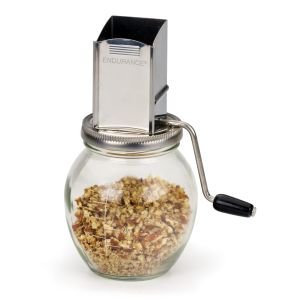 RSVP Endurance Vintage Manual Nut Grinder - 1.25 C. Glass Jar w/ Stainless Hopper Grinder