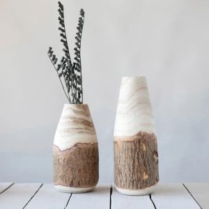 Creative Co-Op Decorative Paulownia Wood Vase (6.75" X 12.5")