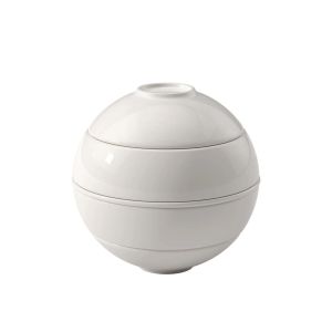 image shows Villeroy & Boch Iconic La Petite Boule 5-Piece Snacking Set | White  against a blank, white background