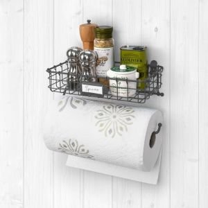Spectrum Wall Mount Basket with Paper Towel Holder - Industrial Gray