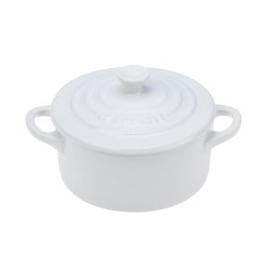 White 8-Oz Mini Stoneware Cocotte