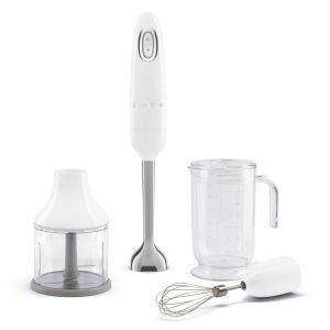 SMEG 50's Retro Style Immersion Hand Blender with 4-Piece Accessory Set (White)