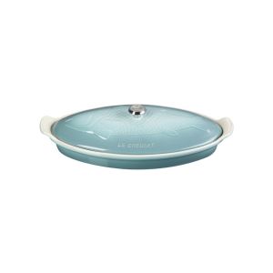 Le Creuset Heritage 1.7 Qt. Fish Baker with Gold Knob | Sea Salt
