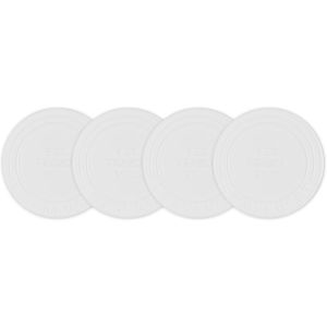 image shows Le Creuset Silicone Coasters (Set of 4) | White against a blank, white background