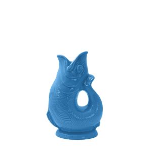 image shows Wade Ceramics Mini Gluggle Jug | Sea Blue  against a blank, white background  
