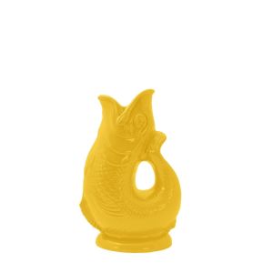 image shows Wade Ceramics Mini Gluggle Jug | Yellow against a blank, white background  
