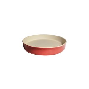 image shows  Sassafras Superstone® Deep Dish Pizza Stone & Pie Baker | Red Glazed  against a blank, white background 