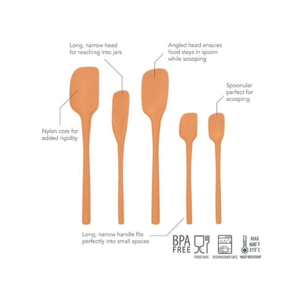Flex-Core® All Silicone Spatulas (Set of 5) (Apricot) | Tovolo