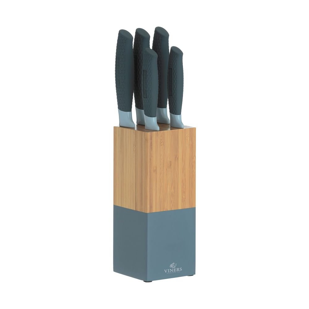 Grey Knife Set in A Block - 5 Piece - Grey