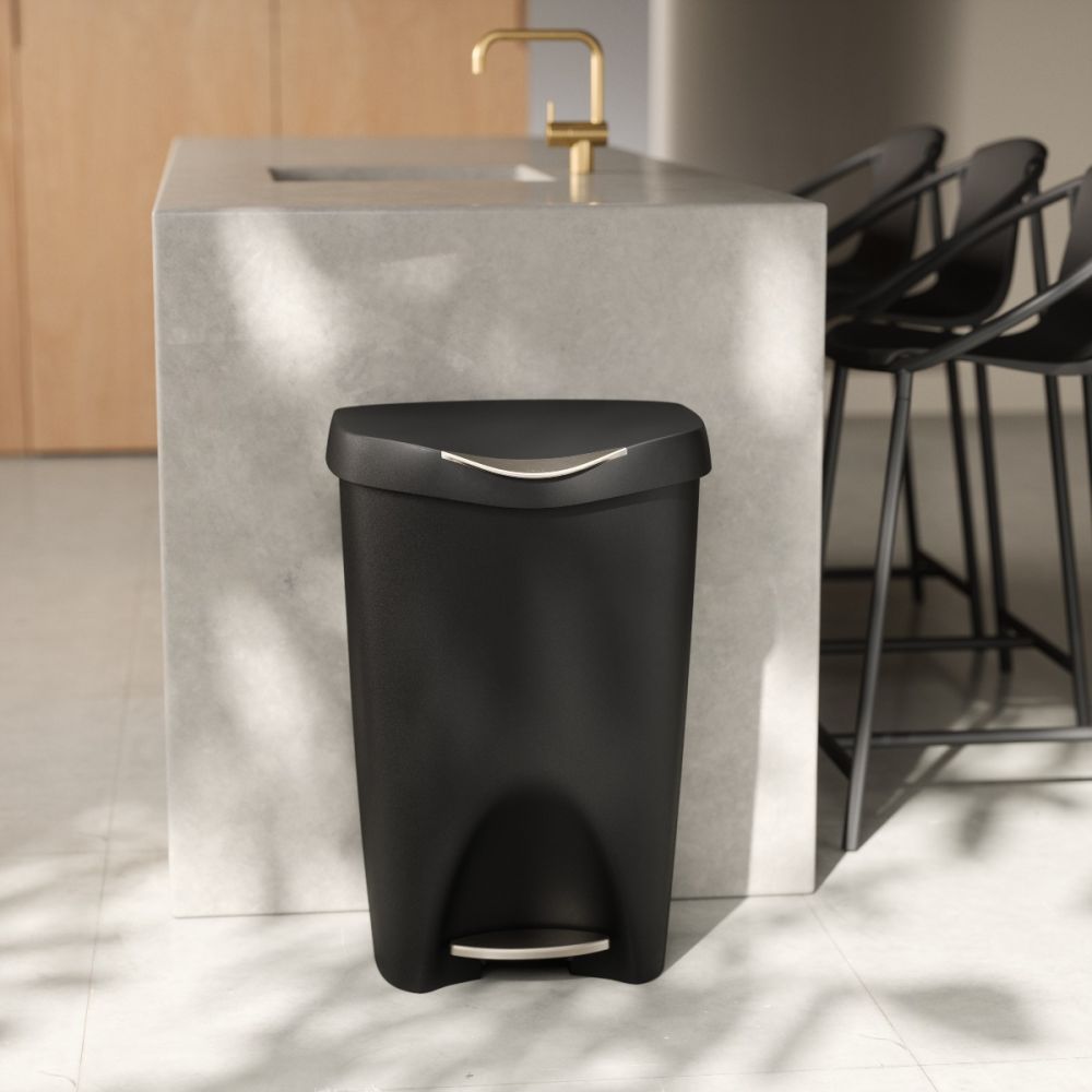 Brim Step-On Trash Can (Black & Nickel) | Umbra | Everything Kitchens