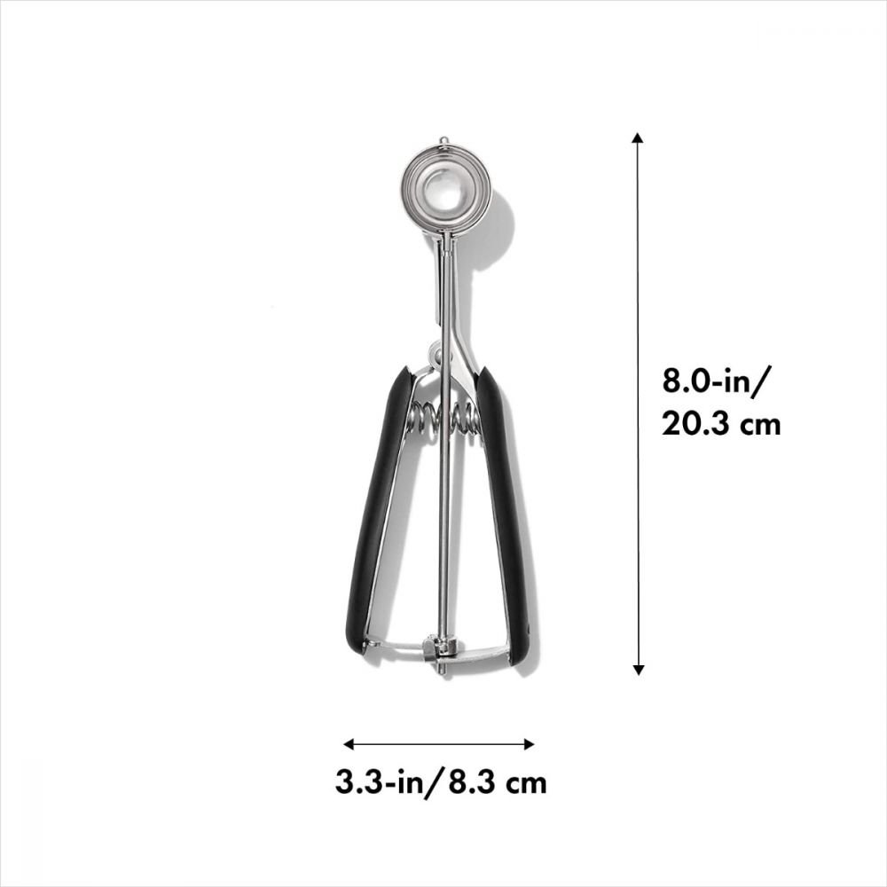 Small 1 tsp Cookie Scoop, Stainless Steel, Soft Grips, Quick Release