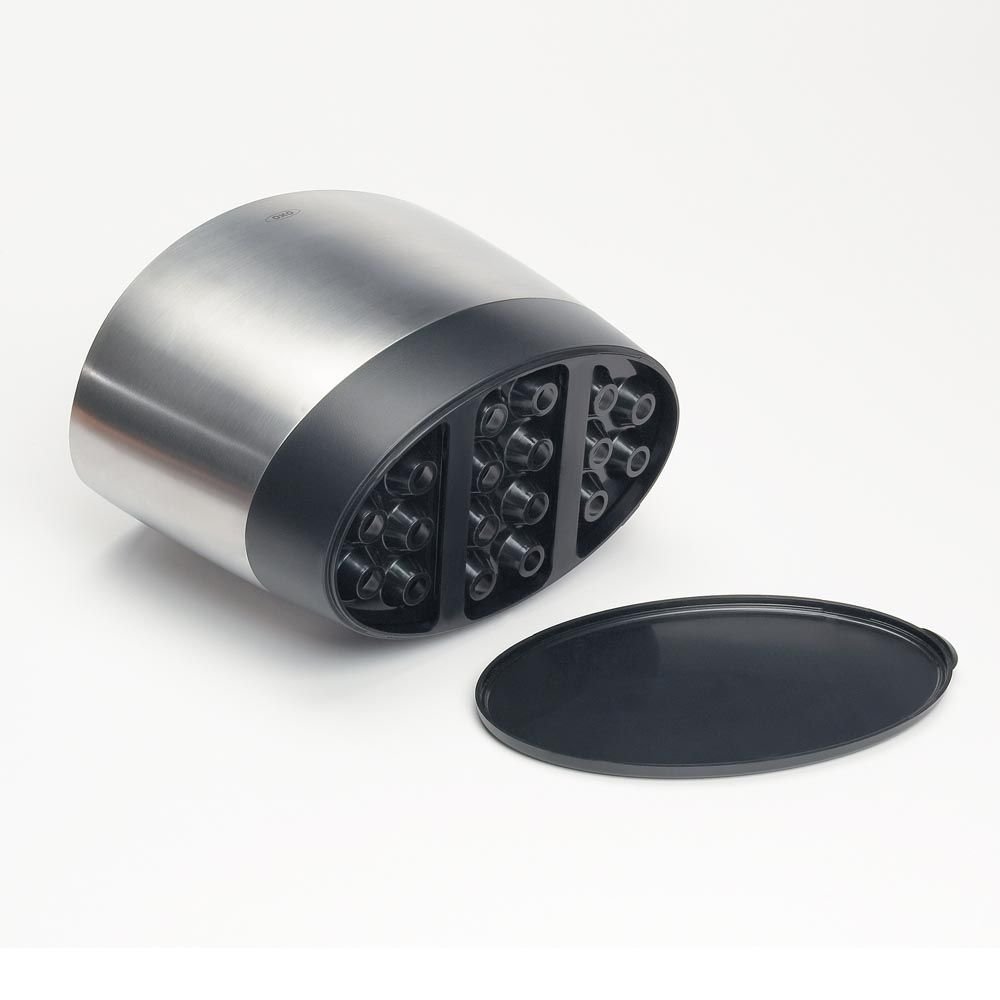 OXO Stainless Steel Silver / Black Utensil Holder Kitchen Crock