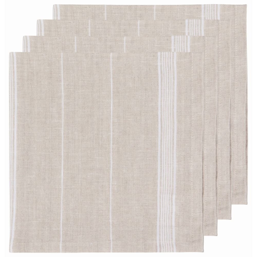 Beige Stripe Linen Napkin Set