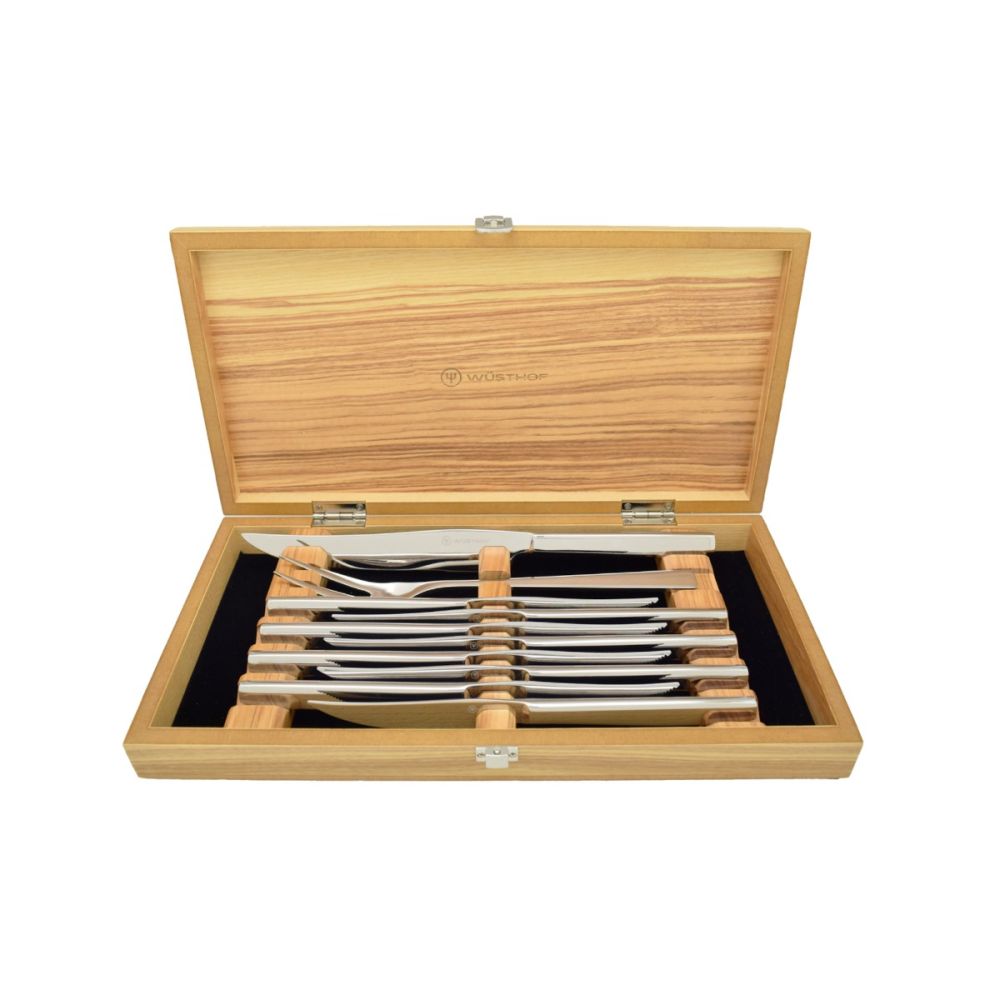 10Piece Stainless Steel Steak Knife & Carving Set (Olivewood