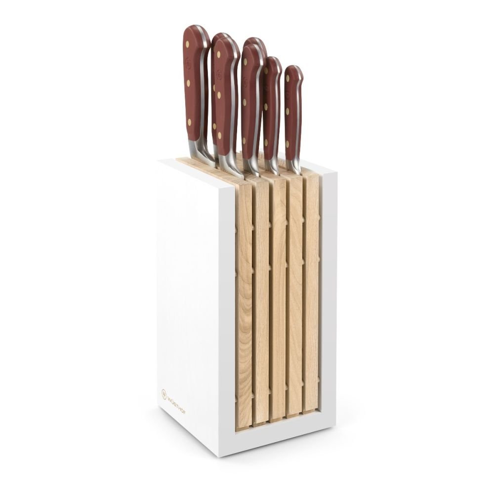 Mercer Culinary M20050 Genesis 6-Piece Wood / Glass Knife Block Set