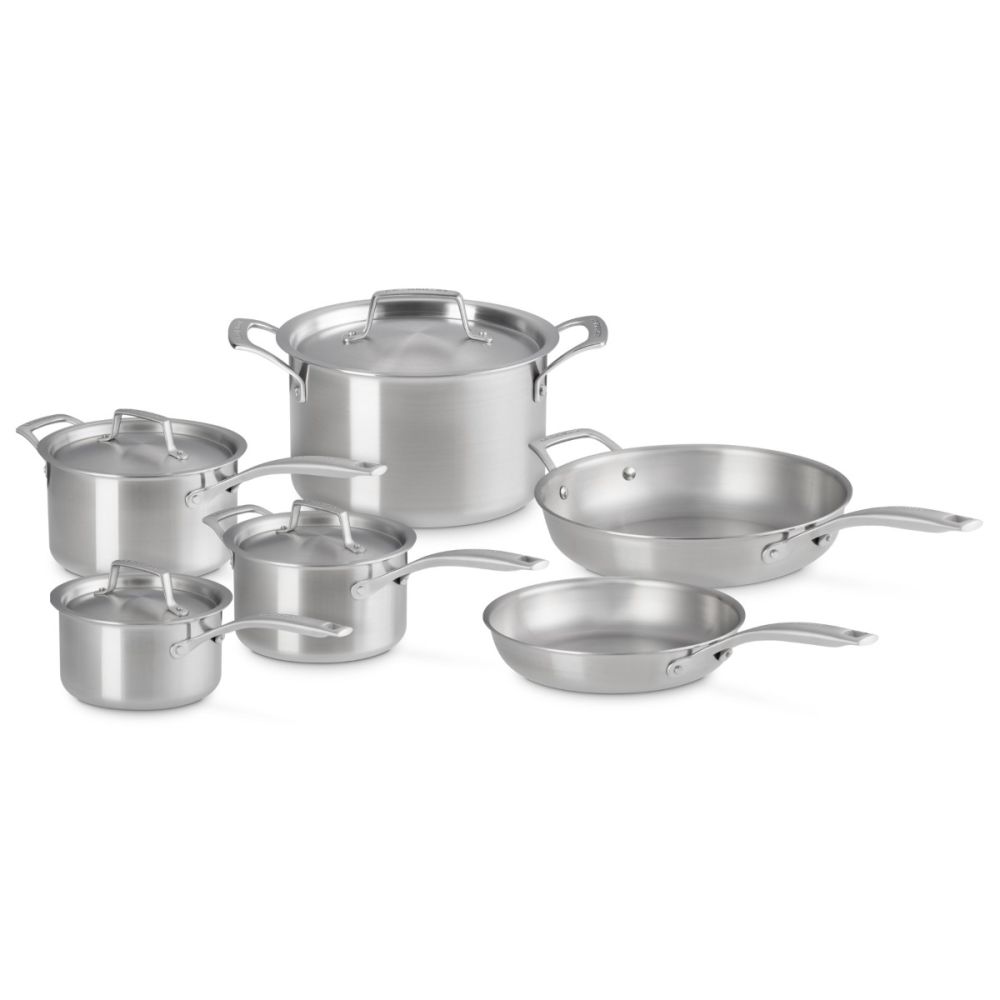Le Creuset Essential 10 Piece Tri-Ply Stainless Steel Cookware Set - Thumbnail 4