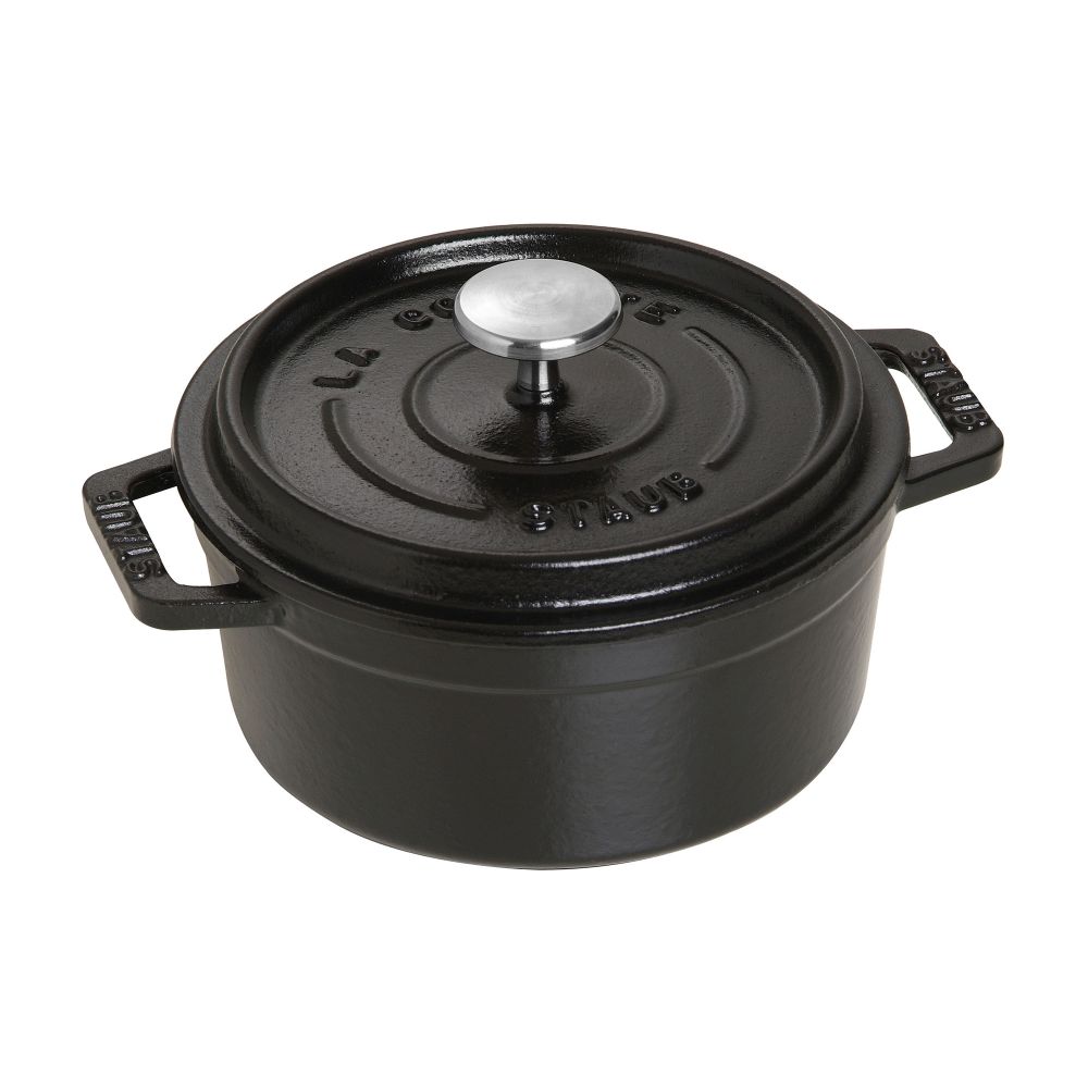 Staub Cast Iron 4 qt Round Cooking Cocotte Dutch Oven, Matte Black