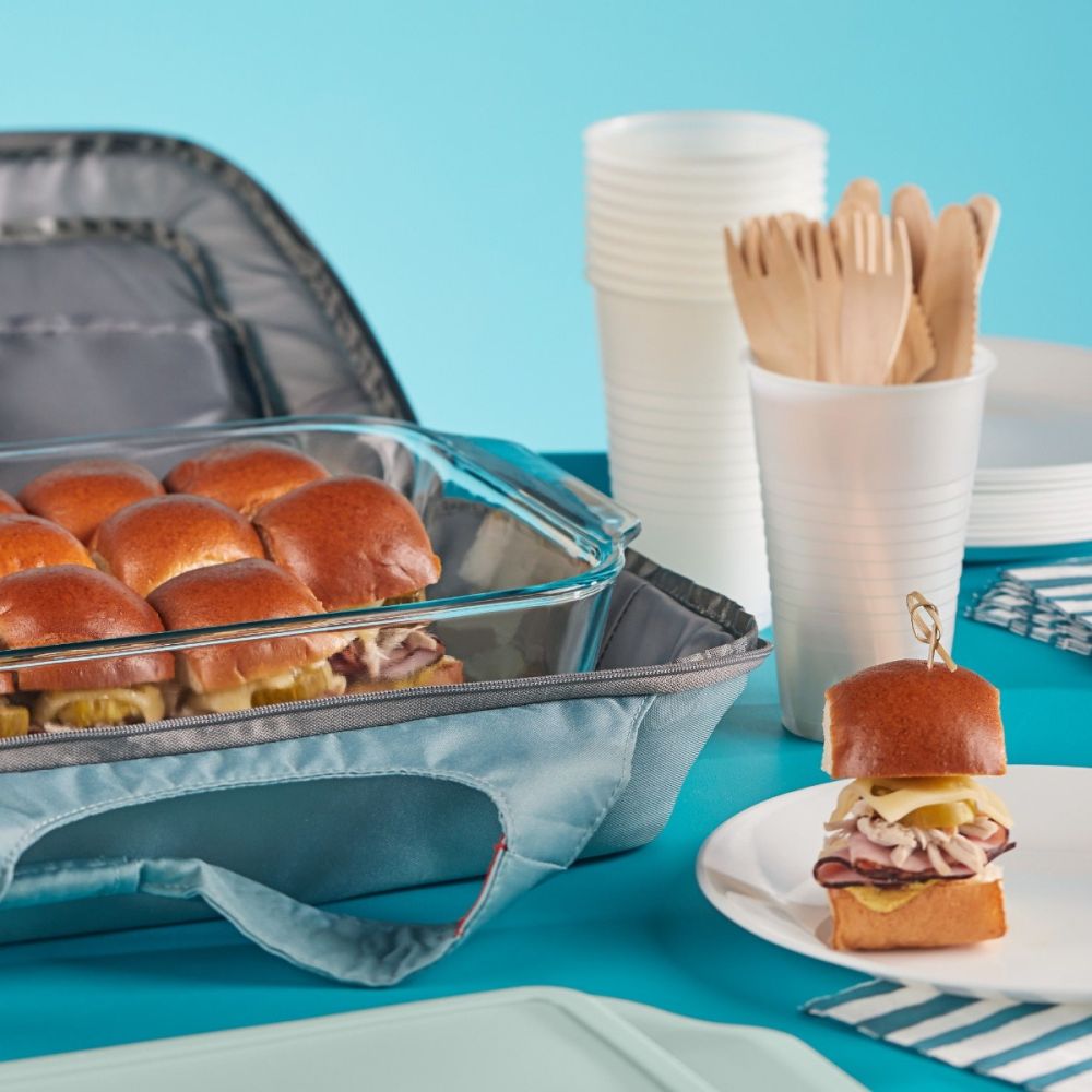 Deep Portable 4 piece Glass Baking Dish Set with Sage Green Lid Pyrex Everything Kitchens