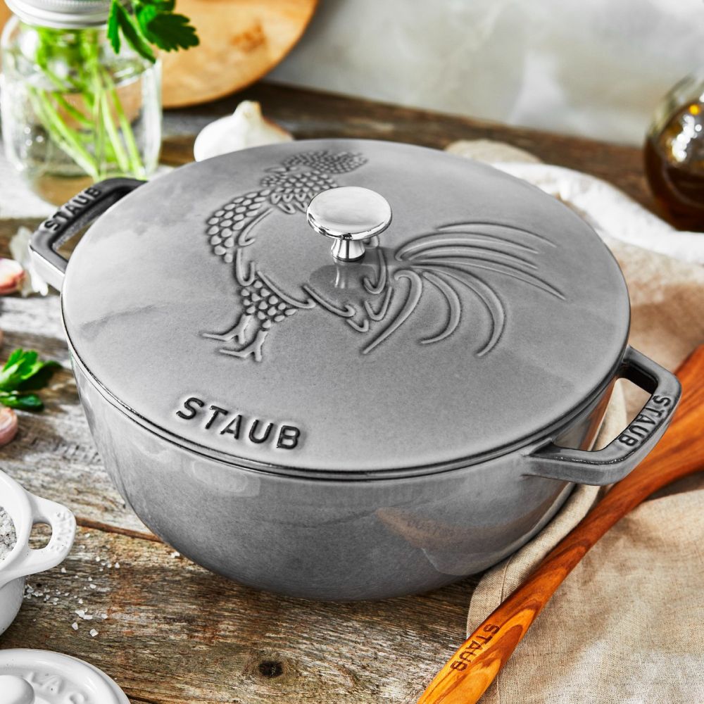 Staub 3.75 Qt. Essential French Oven with Rooster Lid | Graphite Grey