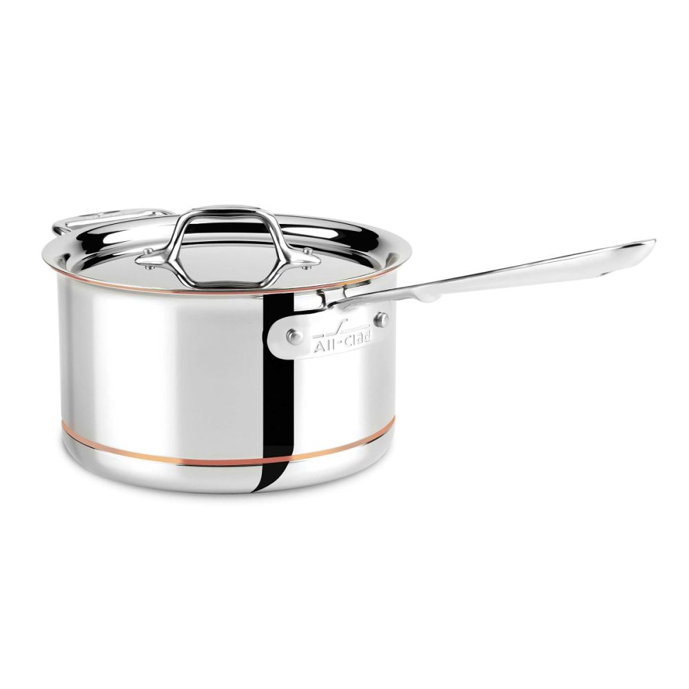 All Clad Copper Core 5-ply Sauce Pan (with Lid) - 4 Qt (6204 SS
