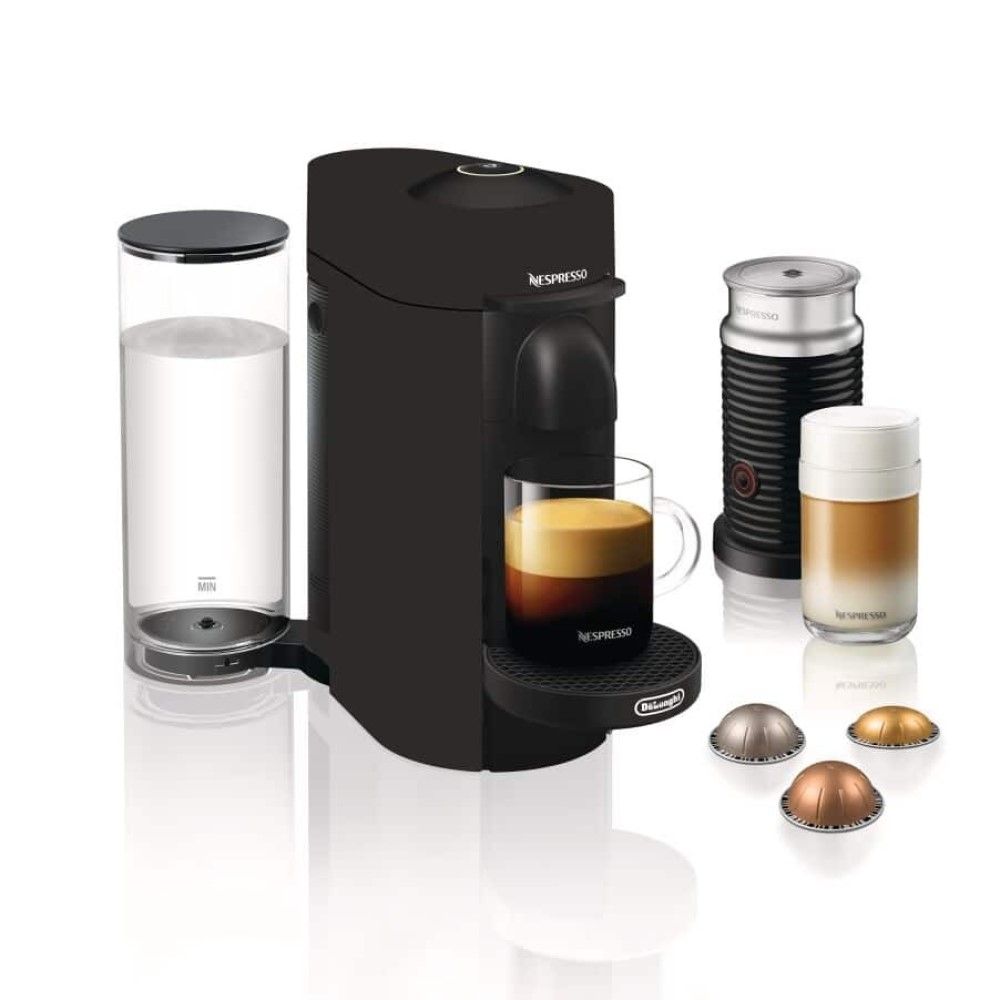 Nespresso Vertuo Plus Pod Capsule Coffee Espresso Maker with Aeroccino by De Longhi Limited Edition Black Matte