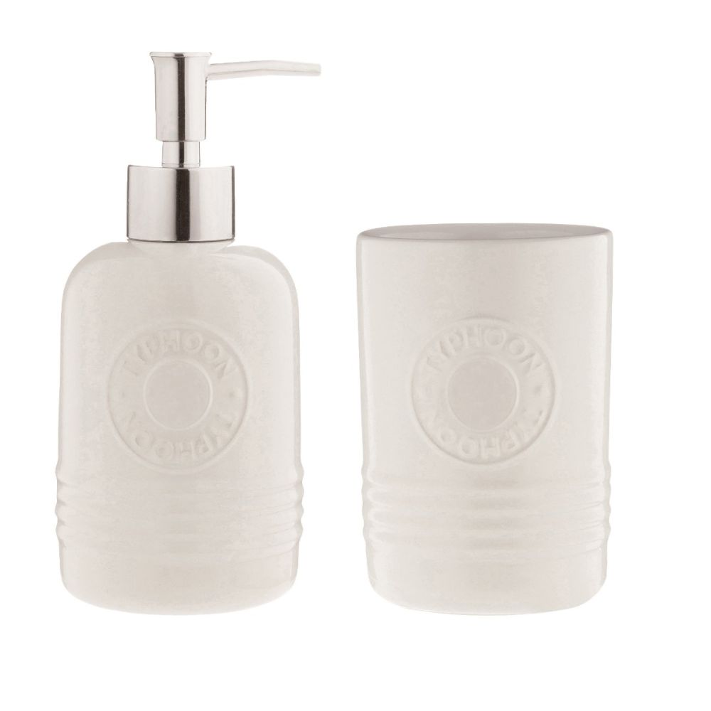 Living Collection Soap Dispenser & Tumbler Set (Cream) | Typhoon ...