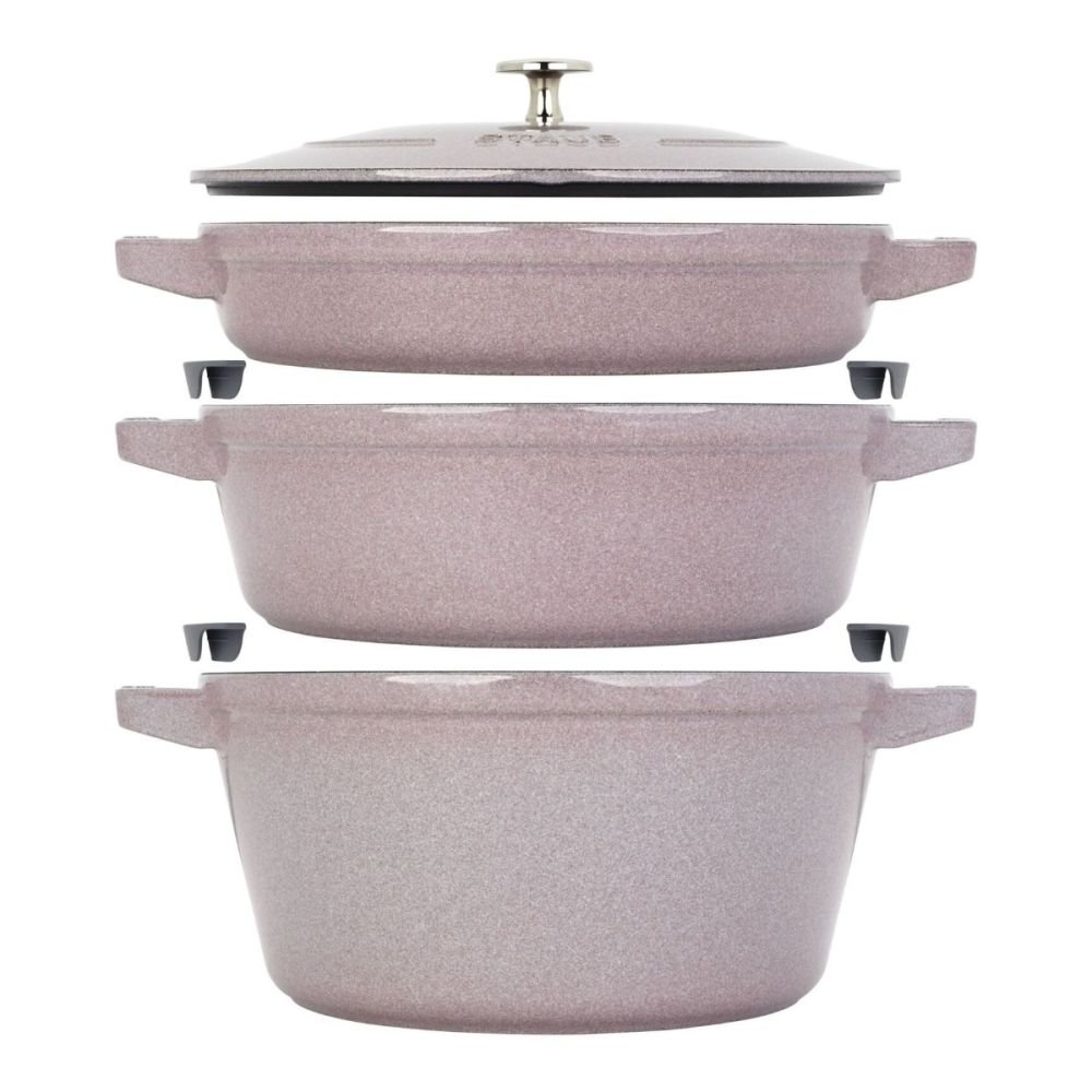 Staub Stackable Cast-Iron Cookware Set in Sage Green