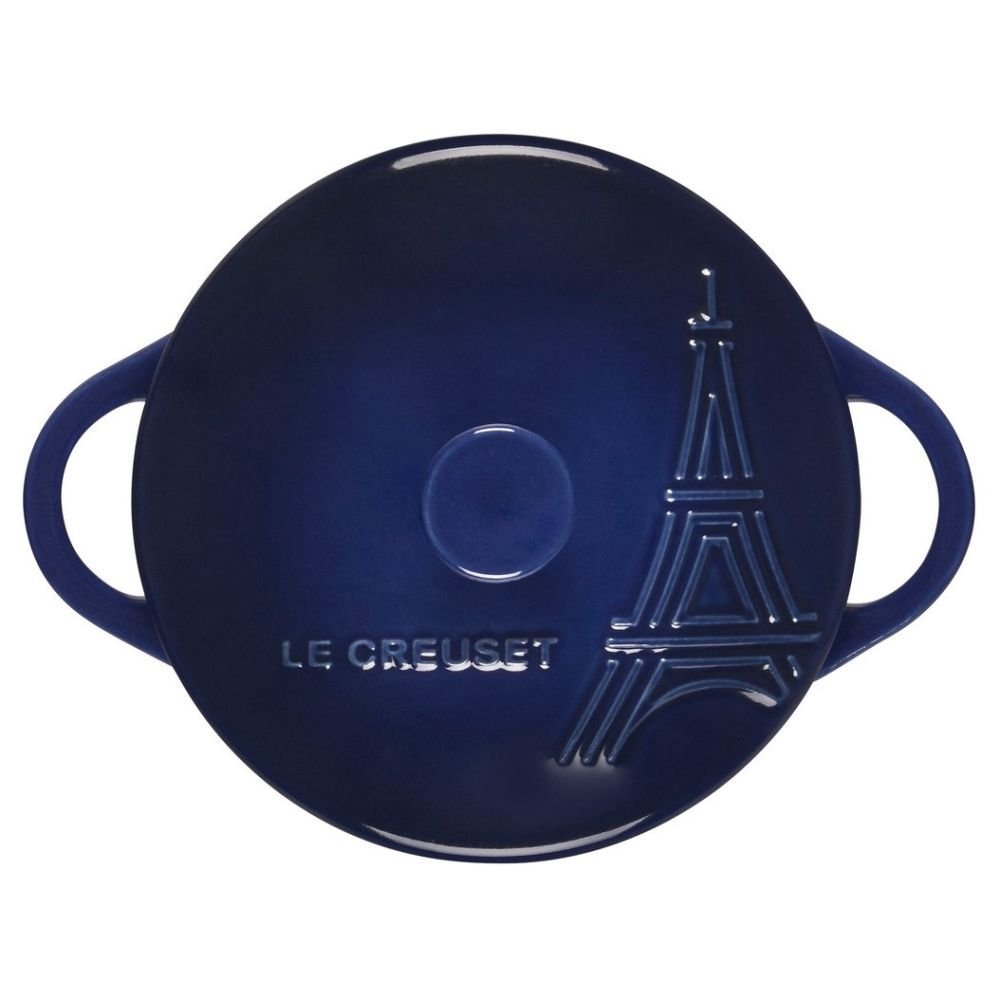 8oz Mini Round Cocotte Eiffel Tower (Indigo Blue)