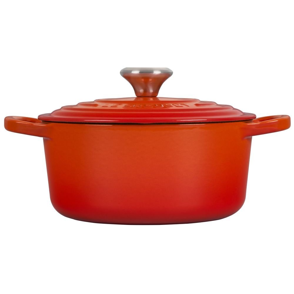 Round Enameled Cast Iron Dutch Oven (Flame Orange) Le