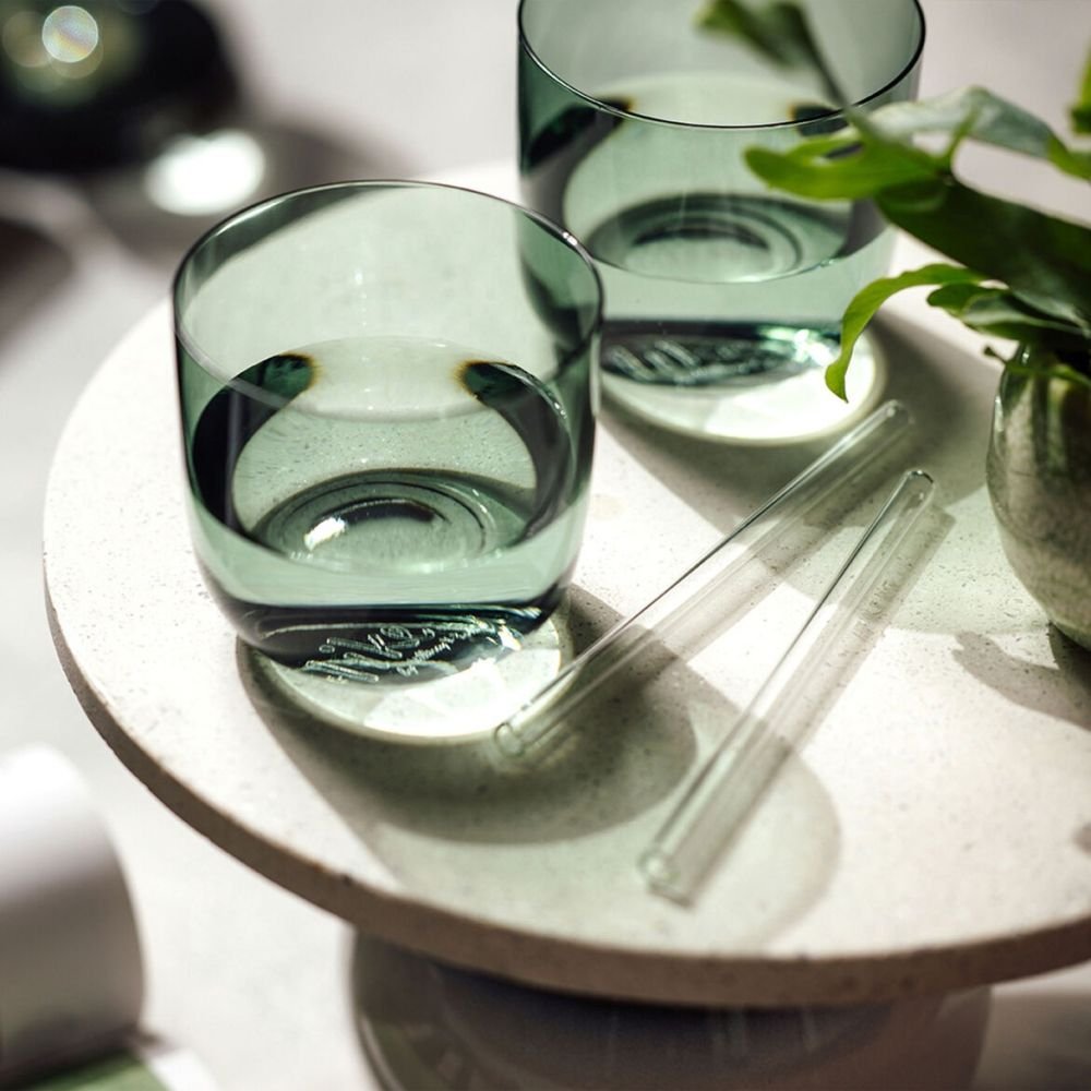 Villeroy & Boch Like Glass Modern Green Crystal Wine Goblet Glass - Set of  2