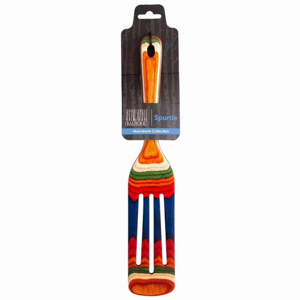 Baltique Marrakesh 13-inch Wooden Spurtle | Colorful Birch Wood Cooking Utensil For Nonstick Cookware