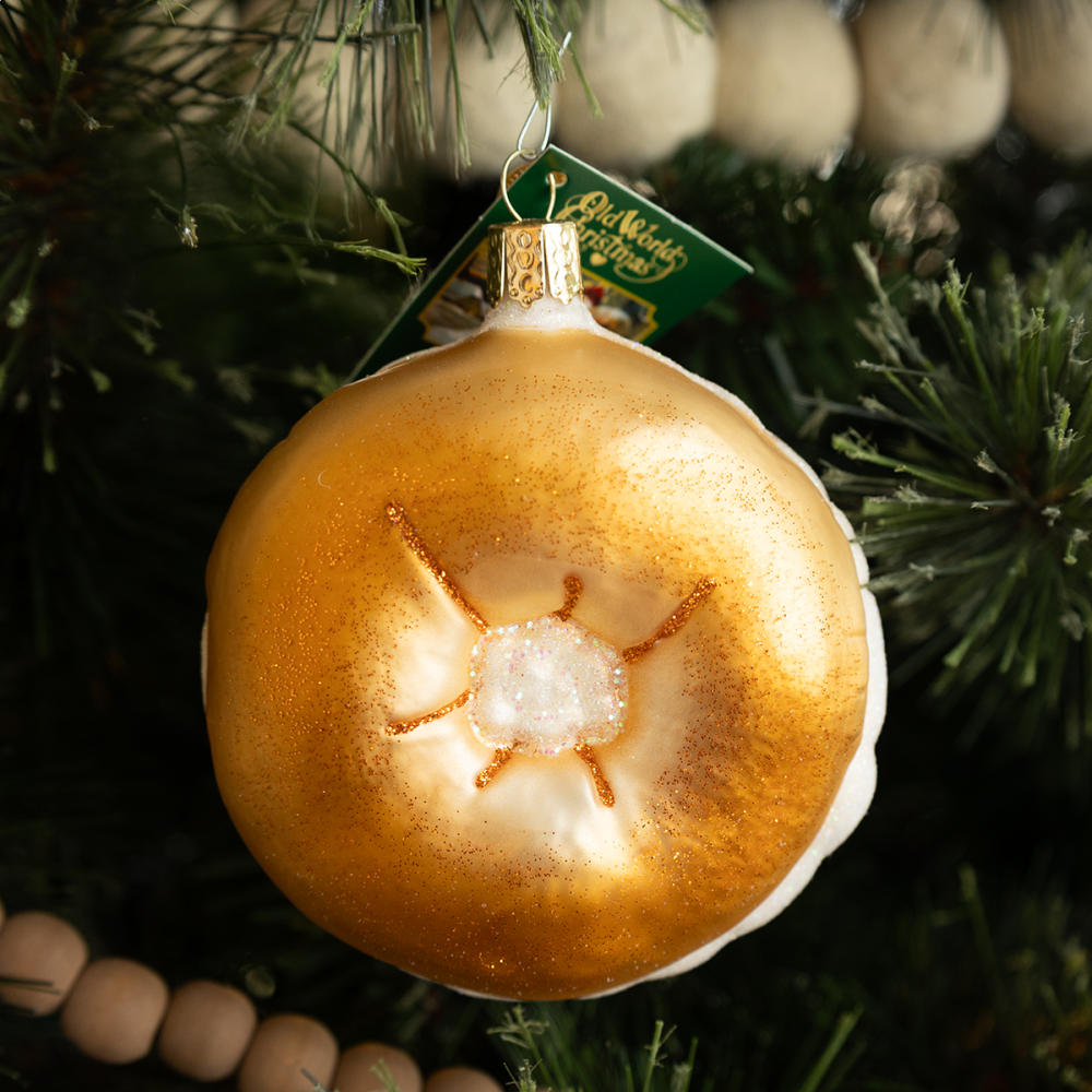 Old World Christmas Glass Blown Bagel Ornament - Hand-Painted (4"x3.5")