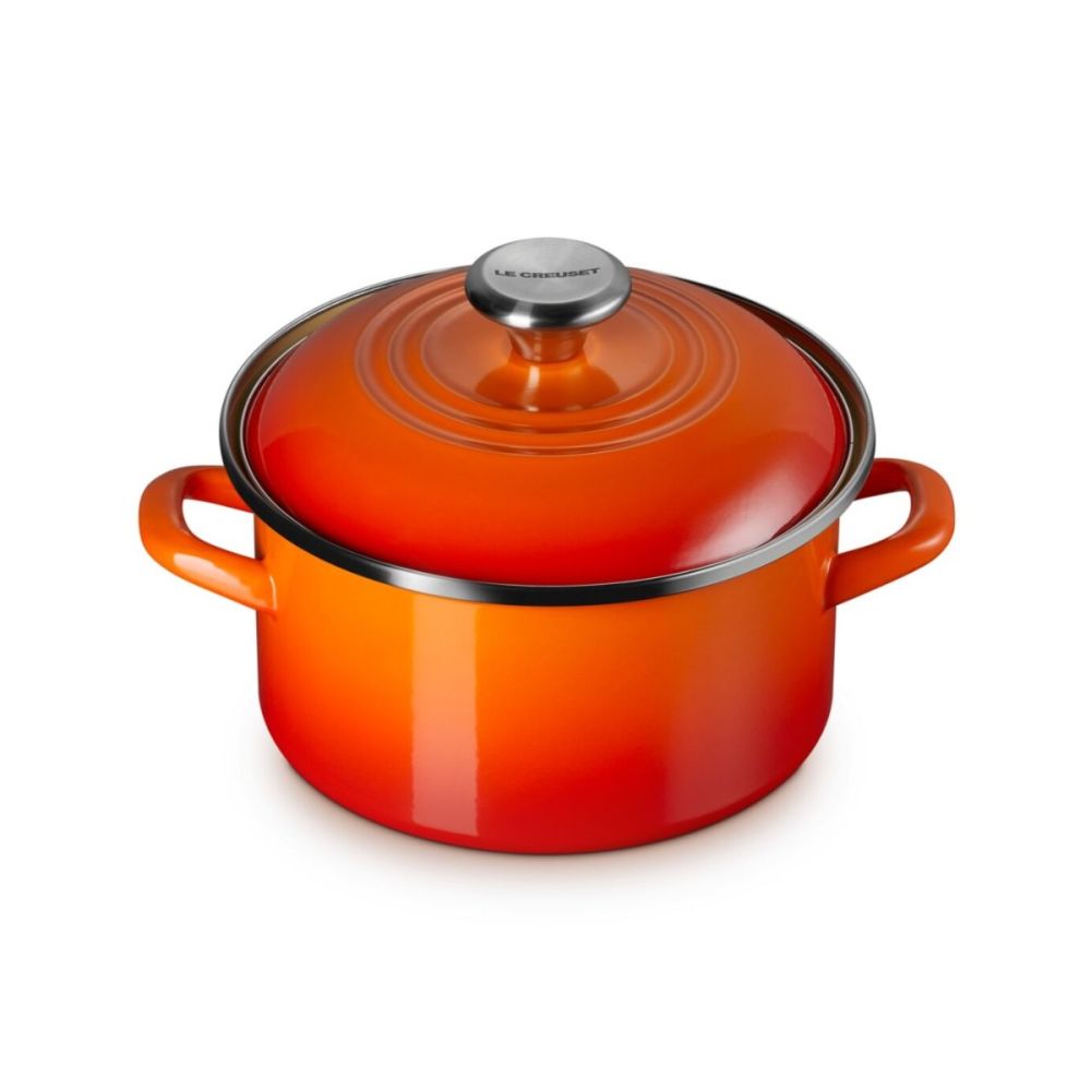 3.8 Qt. Petite Enamel On Steel Stockpot (Flame) | Le Creuset