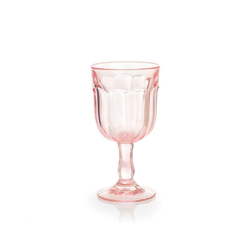 Set of 3Vintage Hand Blown Pink Blush Wine Glasses Long Stem Large Glasses